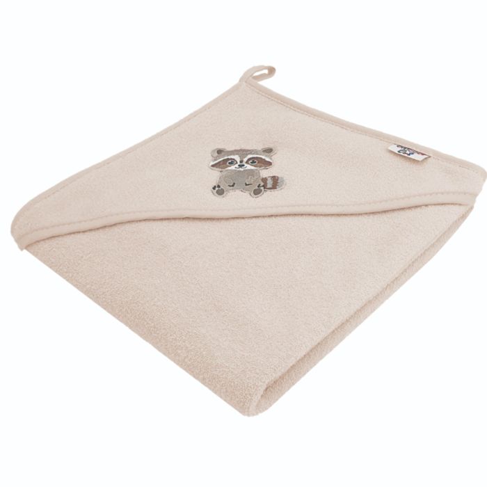 Bocioland rankšluostis su gobtuvu frotinis 100x100 kreminis meškėnas BL225