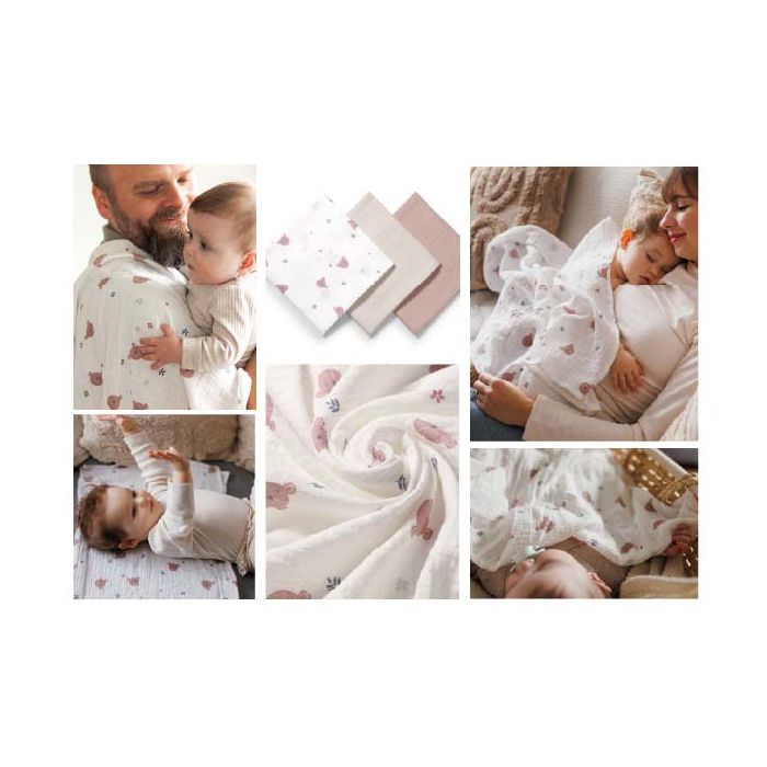 BabyOno vystyklai medvilniniai 3 vnt kreminis 828/03