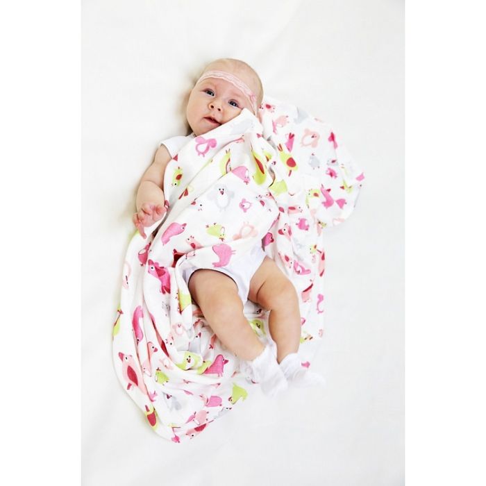 Bambusmähe "Linnukesed" 30x30cm, roosa