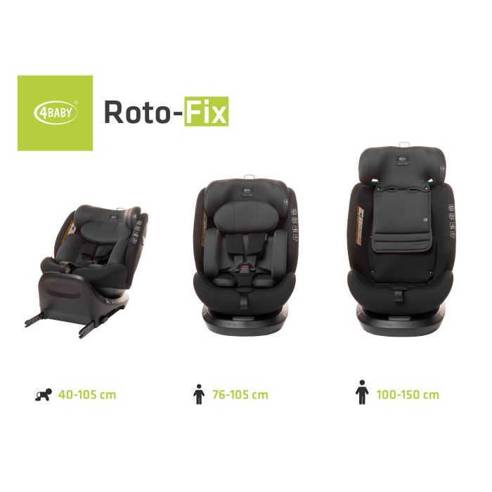 4Baby autokėdutė ROTO-FIX 40-150CM I-SIZE 0-36 kg pilka