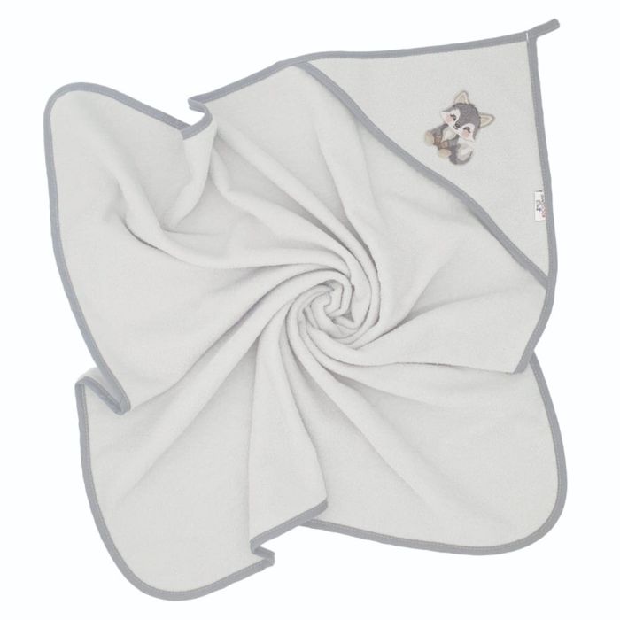 Bocioland rankšluostis su gobtuvu frotinis 80x80 pilkas vilkas BL218