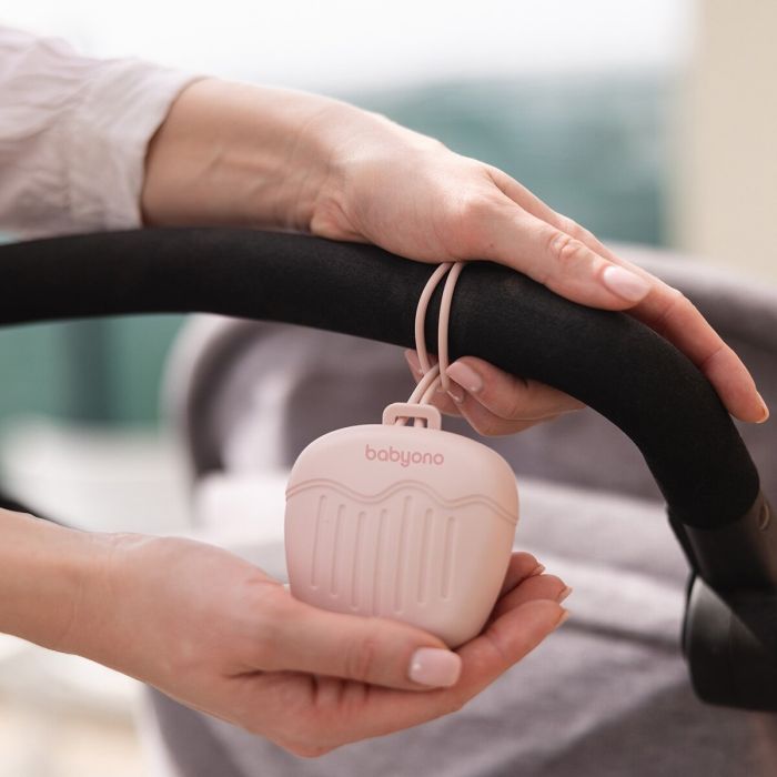 BabyOno čiulptukų dėklas silikoninis rožinis 1656/02