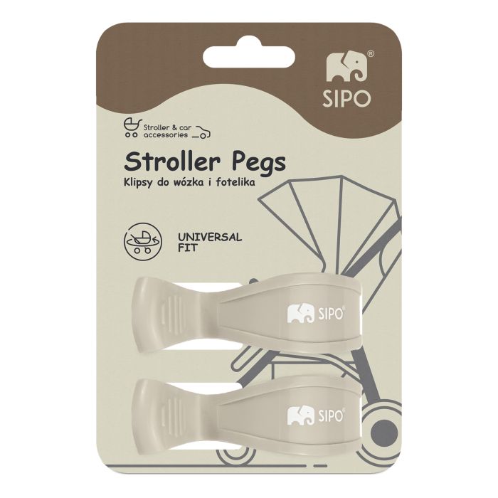 SIPO spaustukai vežimėliams 2vnt kreminiai SCA-20BE