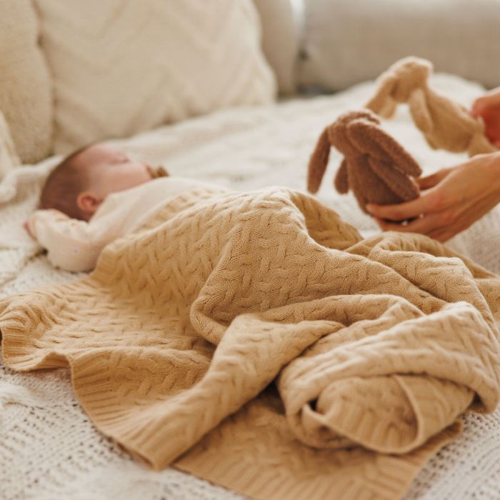 Babyono pledas merino vilnos tamsiai kreminis 1648/02