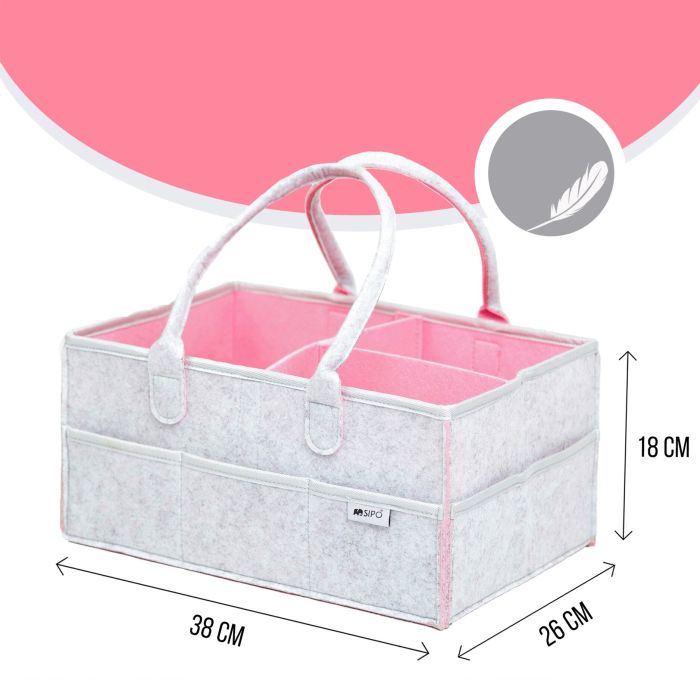 SIPO kūdikio daiktų krepšys veltinis rožinis OF002