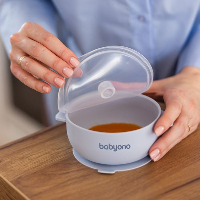 Babyono lėkštutė silikoninė neslystanti su dangteliu mėlyna 1662/01