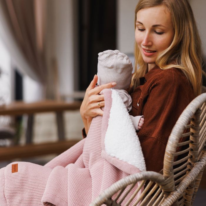 Babyono pledas medvilninis su flisu rožinis 1659/01