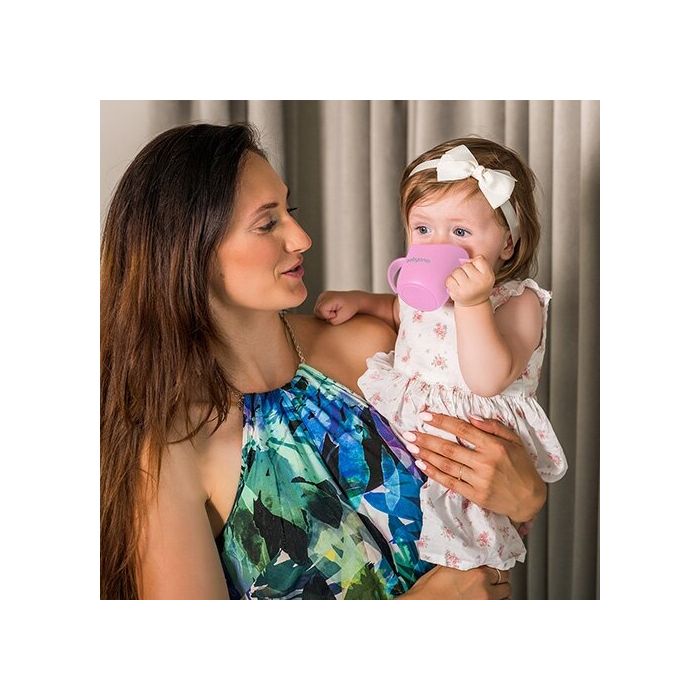 Babyono ergonomiškas mokomasis puodelis rožinis 1463/04