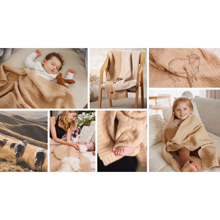 Babyono pledas merino vilnos tamsiai kreminis 1648/02