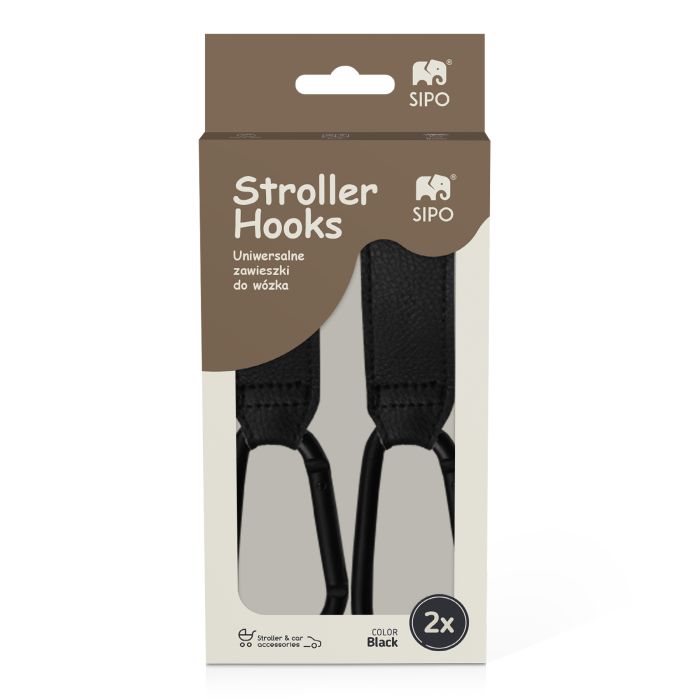 SIPO kabliukai vežimėliui 2vnt juodi SCA-12