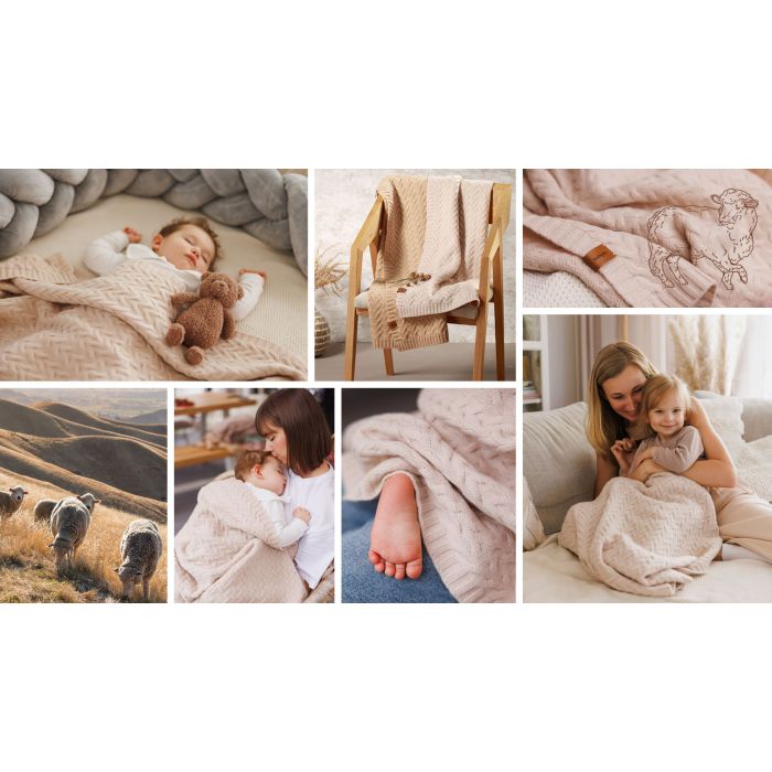 Babyono pledas merino vilnos šviesiai kreminis 1648/01