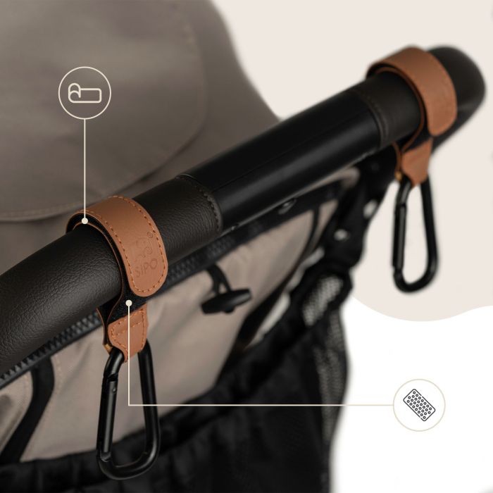 SIPO kabliukai vežimėliui 2vnt rudi SCA-11