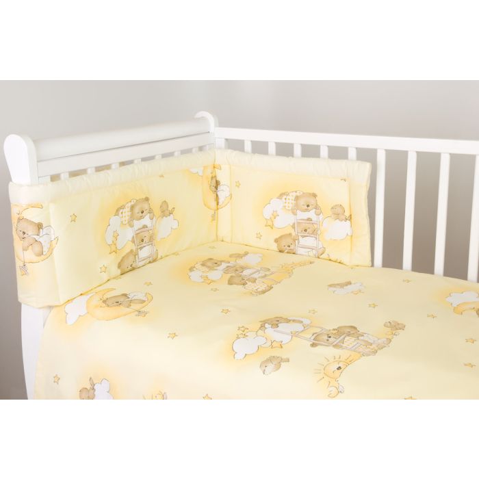 Voodipesu komplekt koos kaitsega "Pilved", kollane