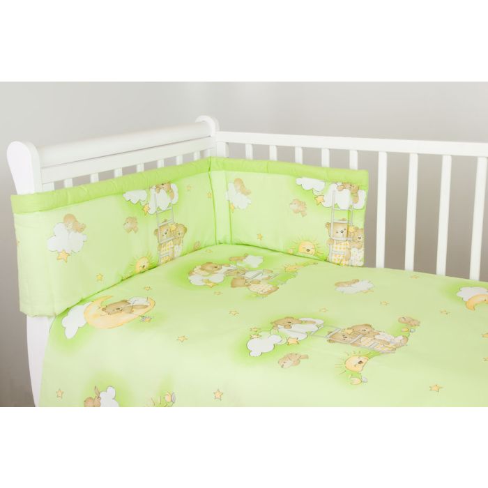 Voodipesu komplekt koos kaitsega "Pilved", roheline