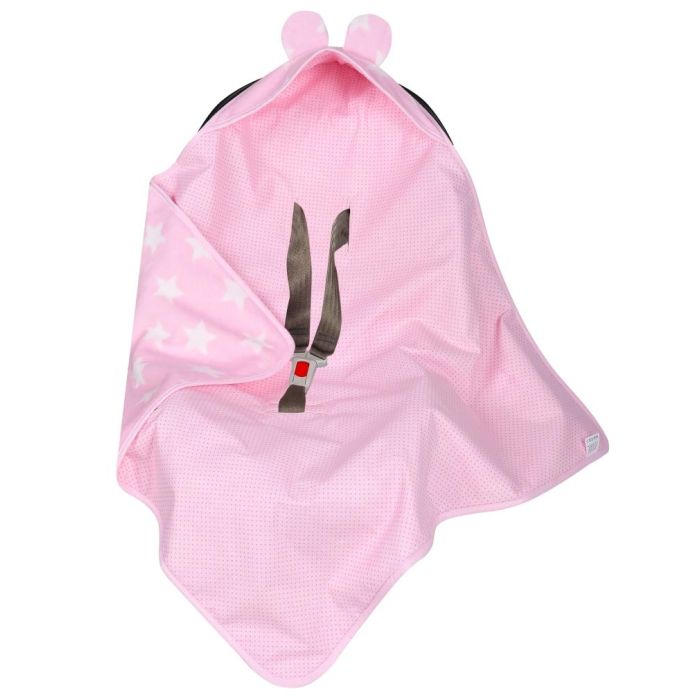 Soojakott-tekk vankrisse/turvatool "Stars & Dots" 80x80 cm roosa