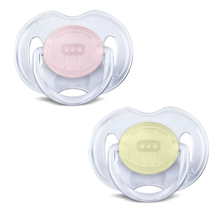 Lutt AVENT "Translucent" ortodontiline 0-6 k, roosa/kollane, 2 tk