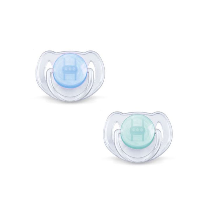 Lutt AVENT "Translucent" ortodontiline 6-18 k, sinine/türkiis, 2 tk