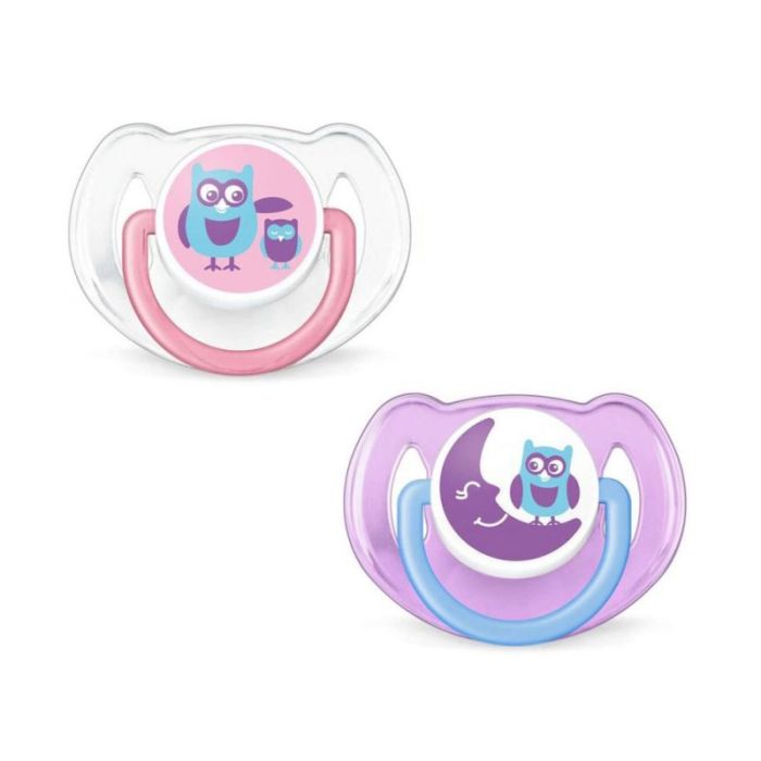 Lutt AVENT "Classic" ortodontiline 6-18 k, roosa/violetne, 2 tk