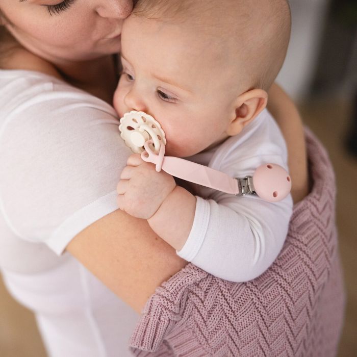 Babyono čiulptuko laikiklis silikoninis rožinis 1469/01