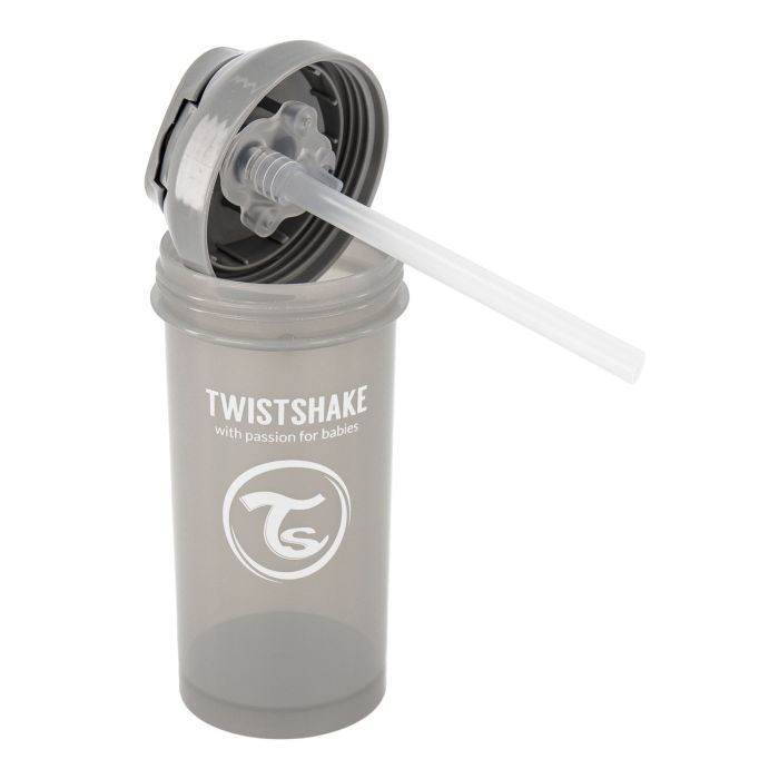 Twistshake buteliukas su šiaudeliu 360 ml nuo 6mėn pilkas 78680
