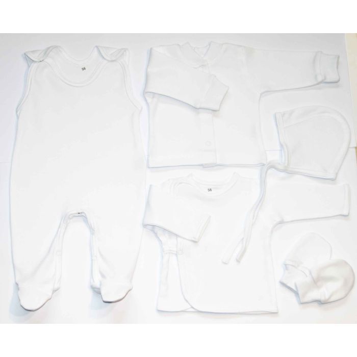 Kūdikio kraitelis - drabužėliai naujagimiui "Blank white" 5 dalių baltas