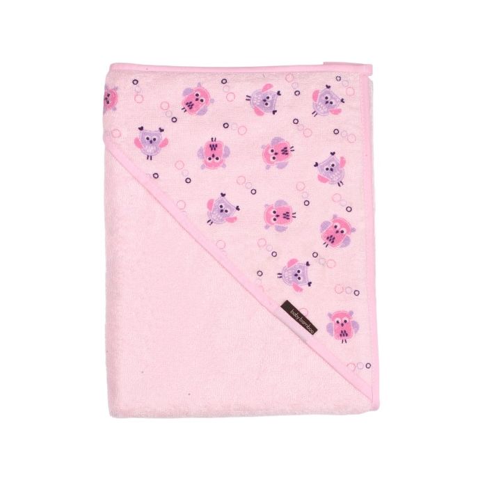 Bamboo kapuutsiga vannilina 100x100 cm "Buboo" roosa