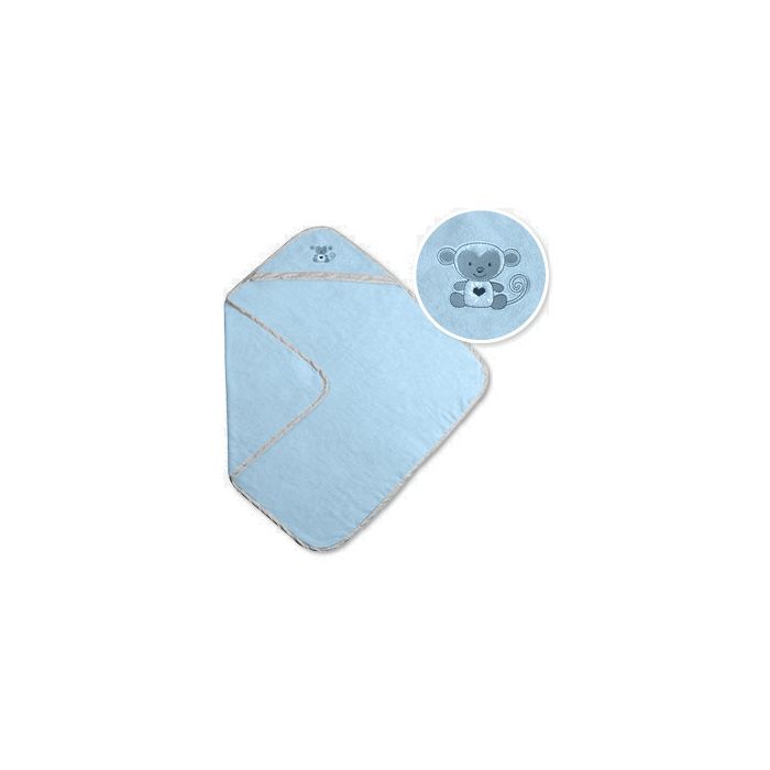 Bamboo kapuutsiga vannilina 100x100  "Monkey" sinine