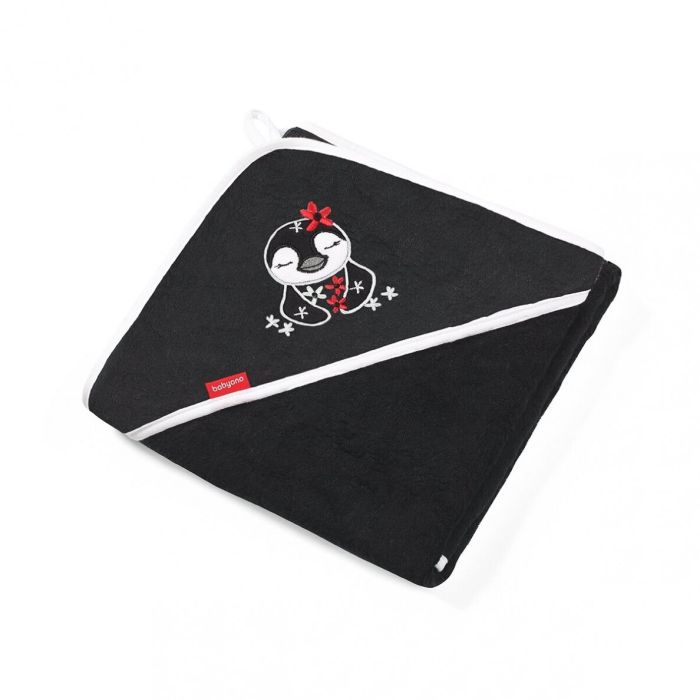 Bambukinis rankšluostis kūdikiui "Penguin" su gobtuvu 85x85 cm