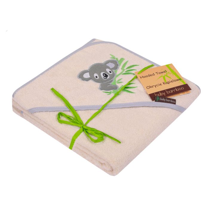 Bambukinis rankšluostis kūdikiui "Koala" 100x100 cm, šv. gelsvas. 