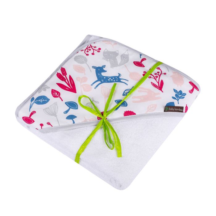 Kapuutsiga rätik 100x100 cm "Baby bamboo" hirvedega