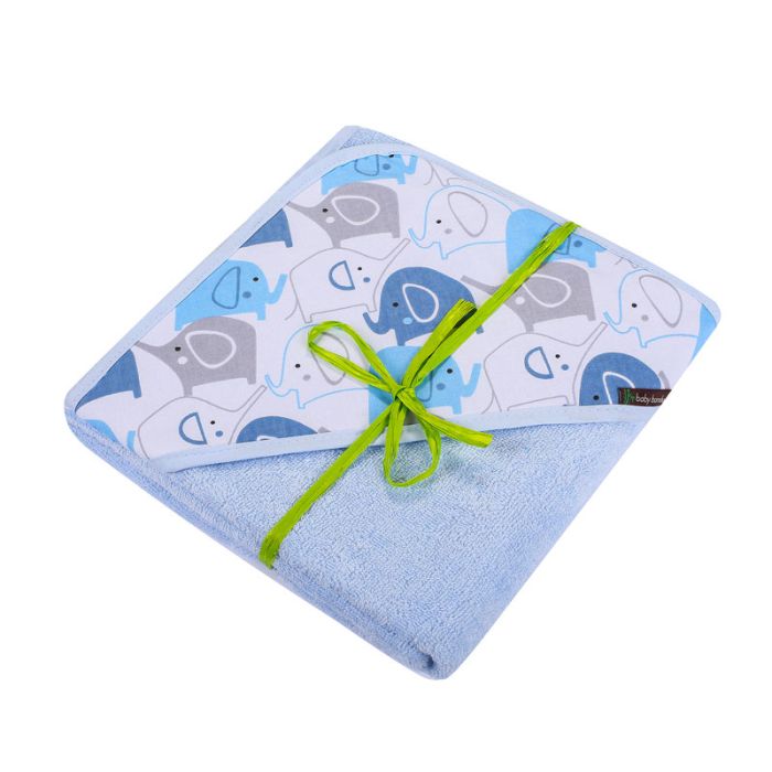 Kapuutsiga rätik 100x100 cm "Baby bamboo" elevandiga