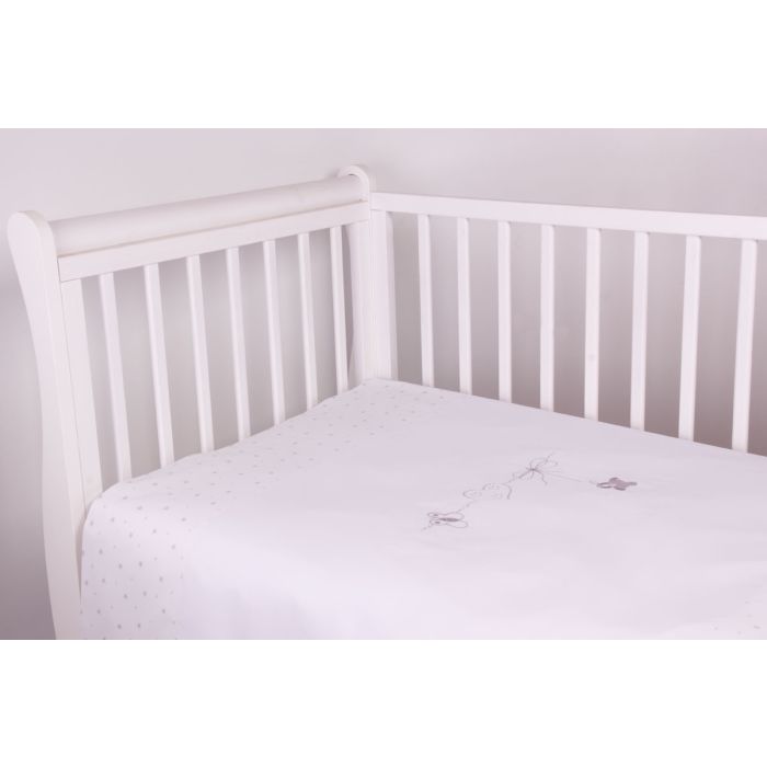 Voodipesu komplekt 135x100 "Valged südamekesed" valget värvi