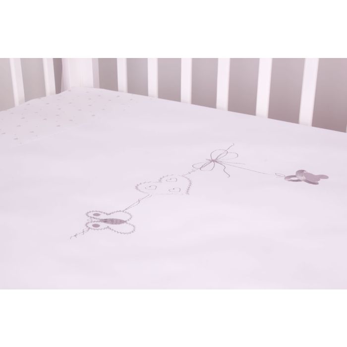 Voodipesu komplekt 135x100 "Valged südamekesed" valget värvi