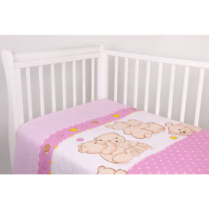 Voodipesu komplekt koos kaitsega "Karukesed", roosa