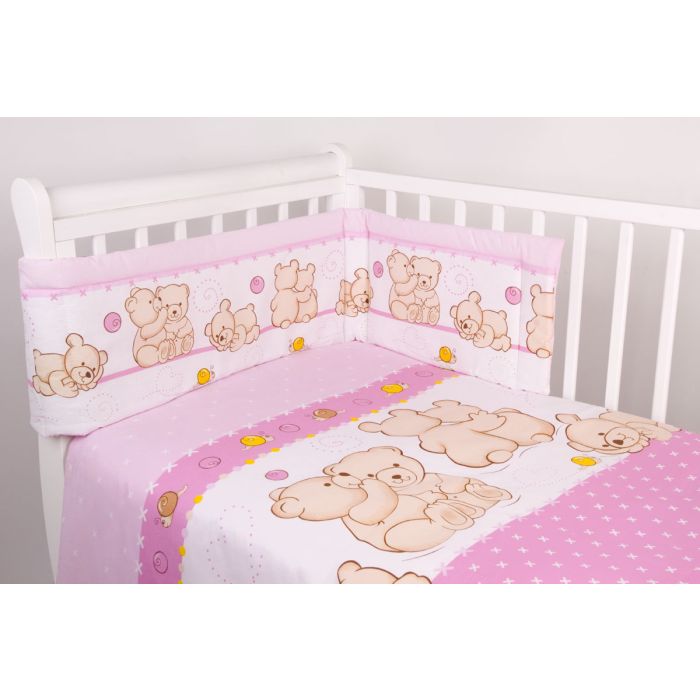 Voodipesu komplekt koos kaitsega "Karukesed", roosa