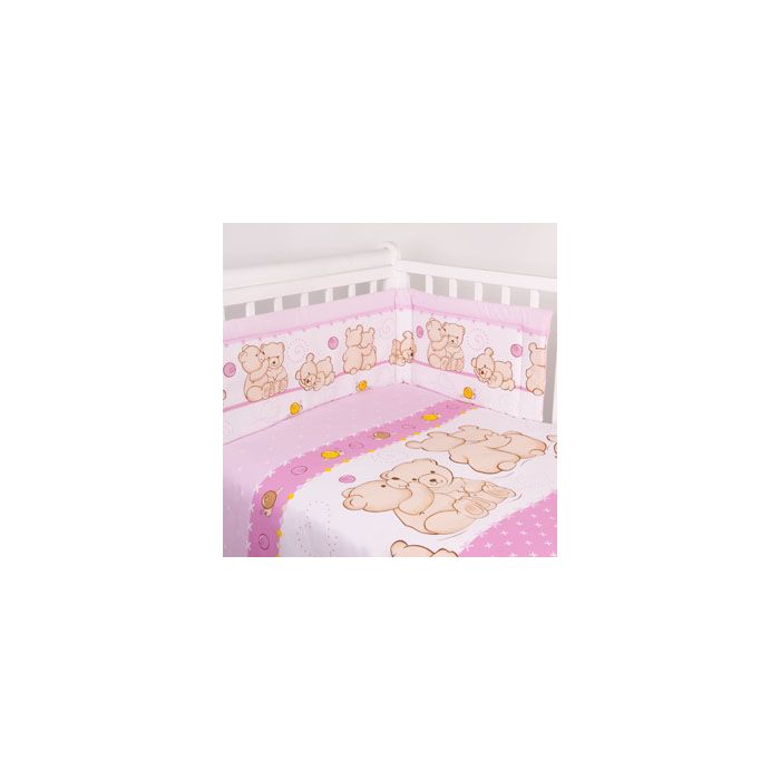 Voodipesu komplekt koos kaitsega "Karukesed", roosa