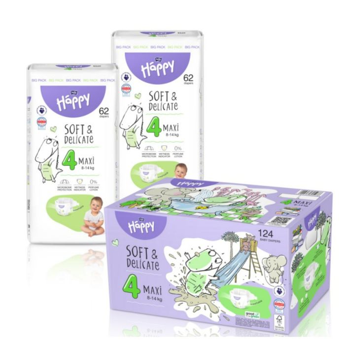 Mähkmed beebi BELLA Maxi "4" 8-14 kg 124 tk Soft&Delicate