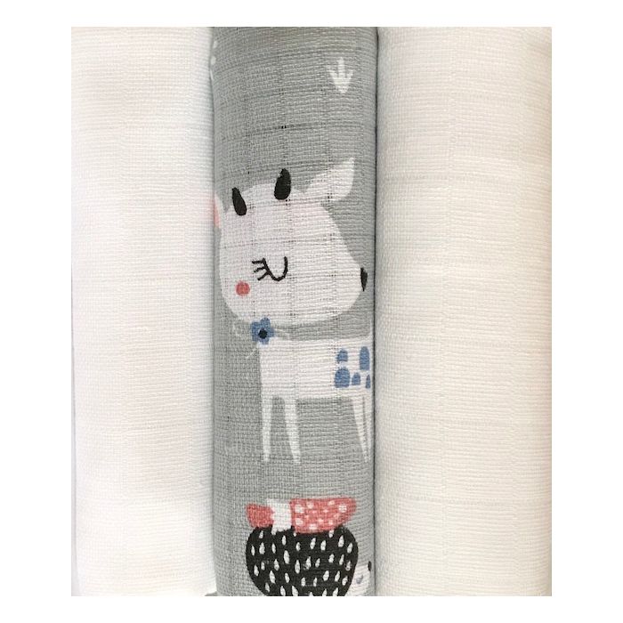 Puuvillaste mähkmete komplekt, 3 tükki, "Grey bembi"