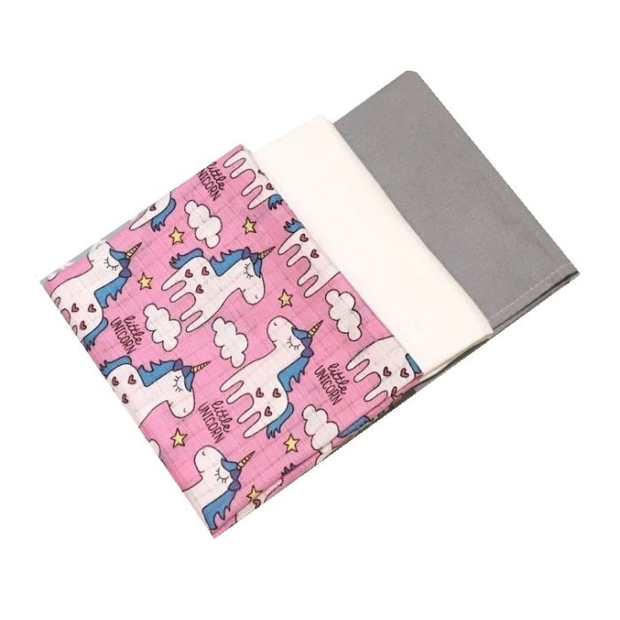 Puuvillaste mähkmete komplekt, 3 tükki, "Unicorn" 