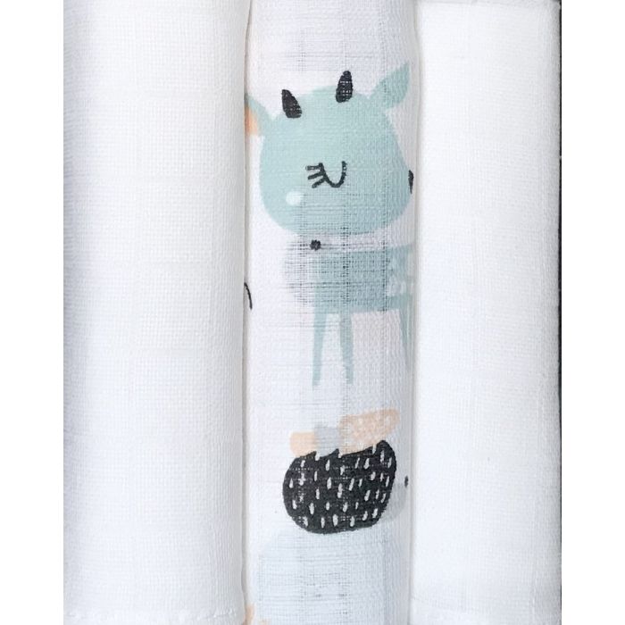 Puuvillaste mähkmete komplekt, 3 tükki, "White bembi"