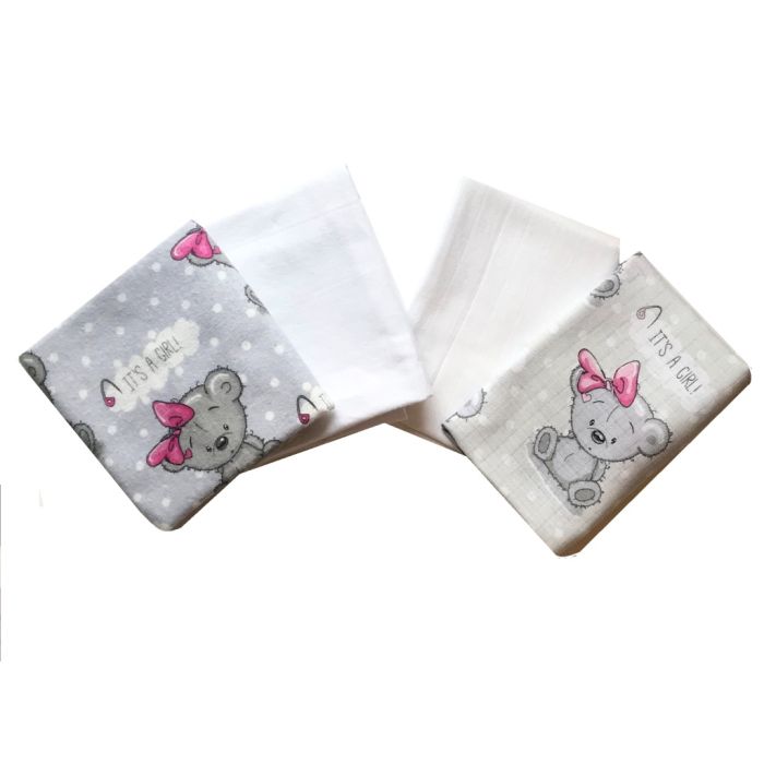 Puuvillaste mähkmete komplekt, 4 tükki, "It's a girl"