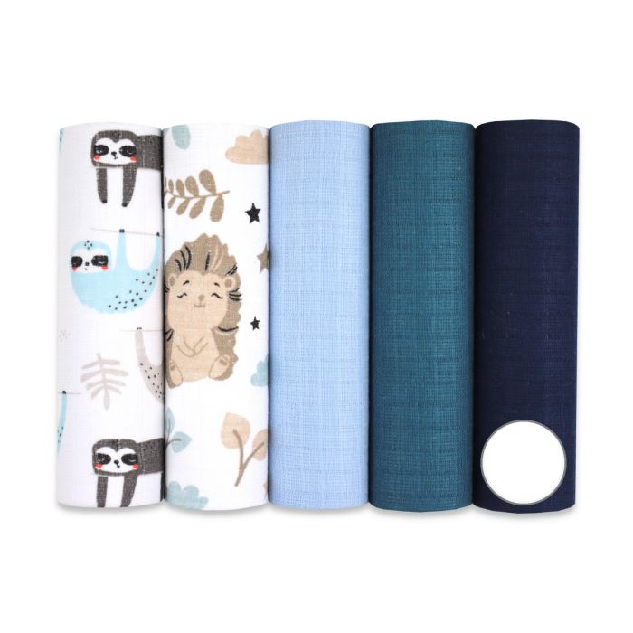 Puuvillaste marli lapid komplekt, 5 tükki, "Blues" 
