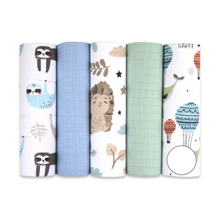 Puuvillaste marli lapid komplekt, 5 tükki, "Minty"