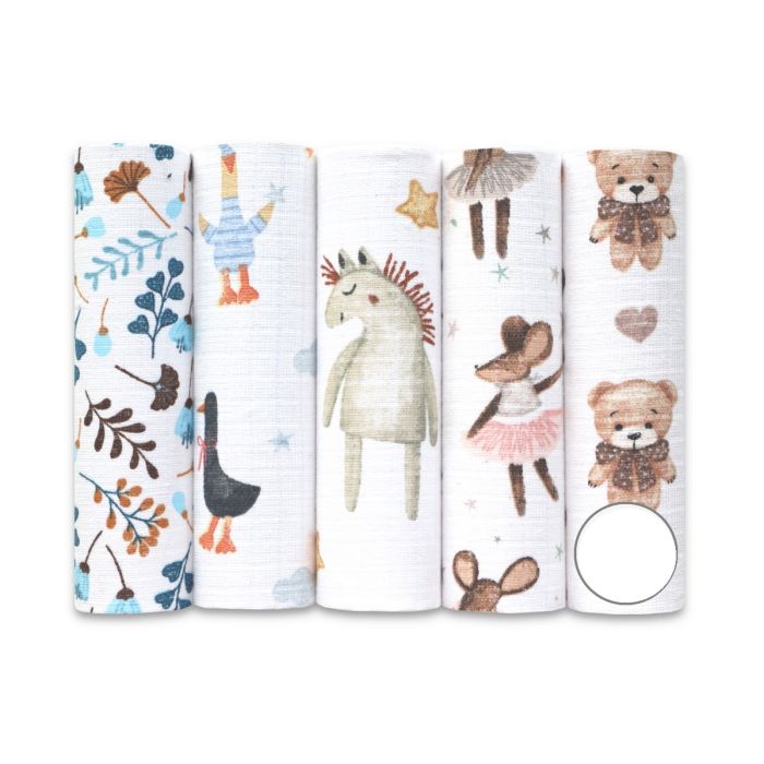 Puuvillaste marli lapid komplekt, 5 tükki, "My teddy" 