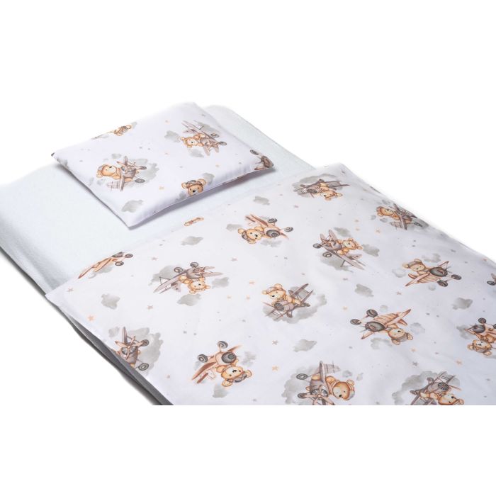 Voodipesu beebidele 135x100  "Bear pilot beige" 