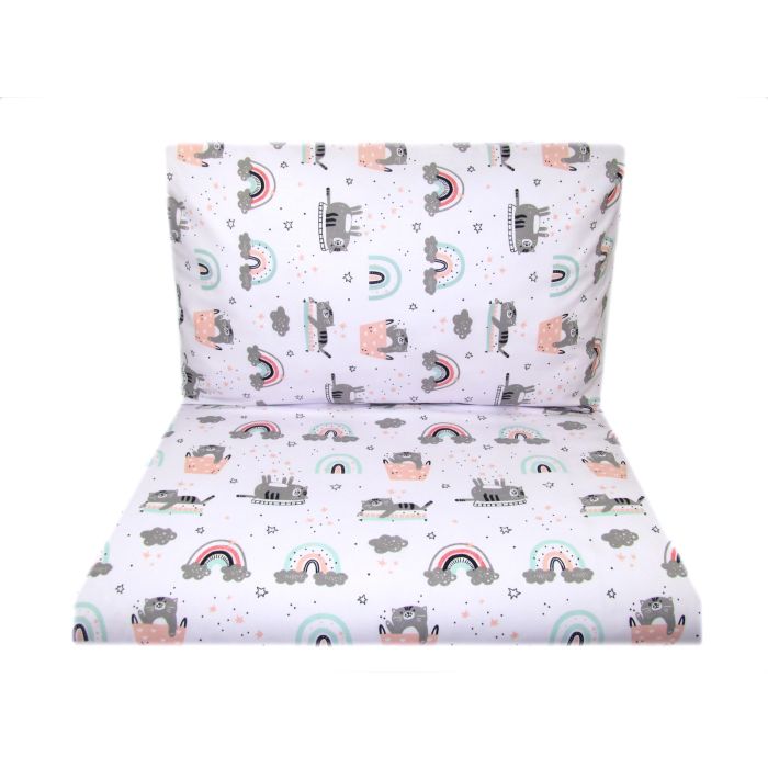 Beebi voodipesu 135x100 "Grey" kassipoegade ja roosade detailidega