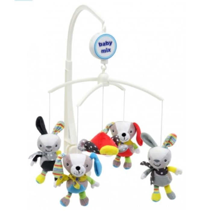 Muusikat mängiv karussell "Bunny" pehmete loomadega