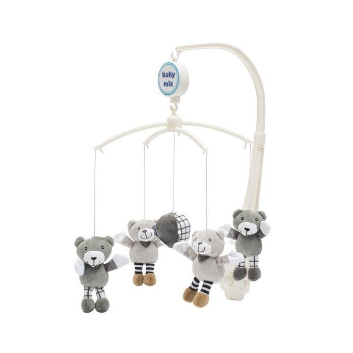 Muusikat mängiv karussell "Grey bears" pehmete loomadega