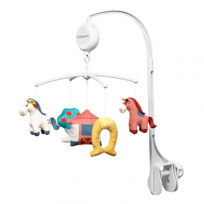 Muusikat mängiv karussell "My little pony" pehmete loomadega