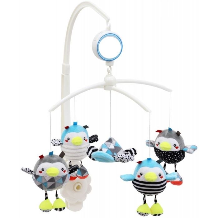 Muusikat mängiv karussell "Pinguin" pehmete loomadega